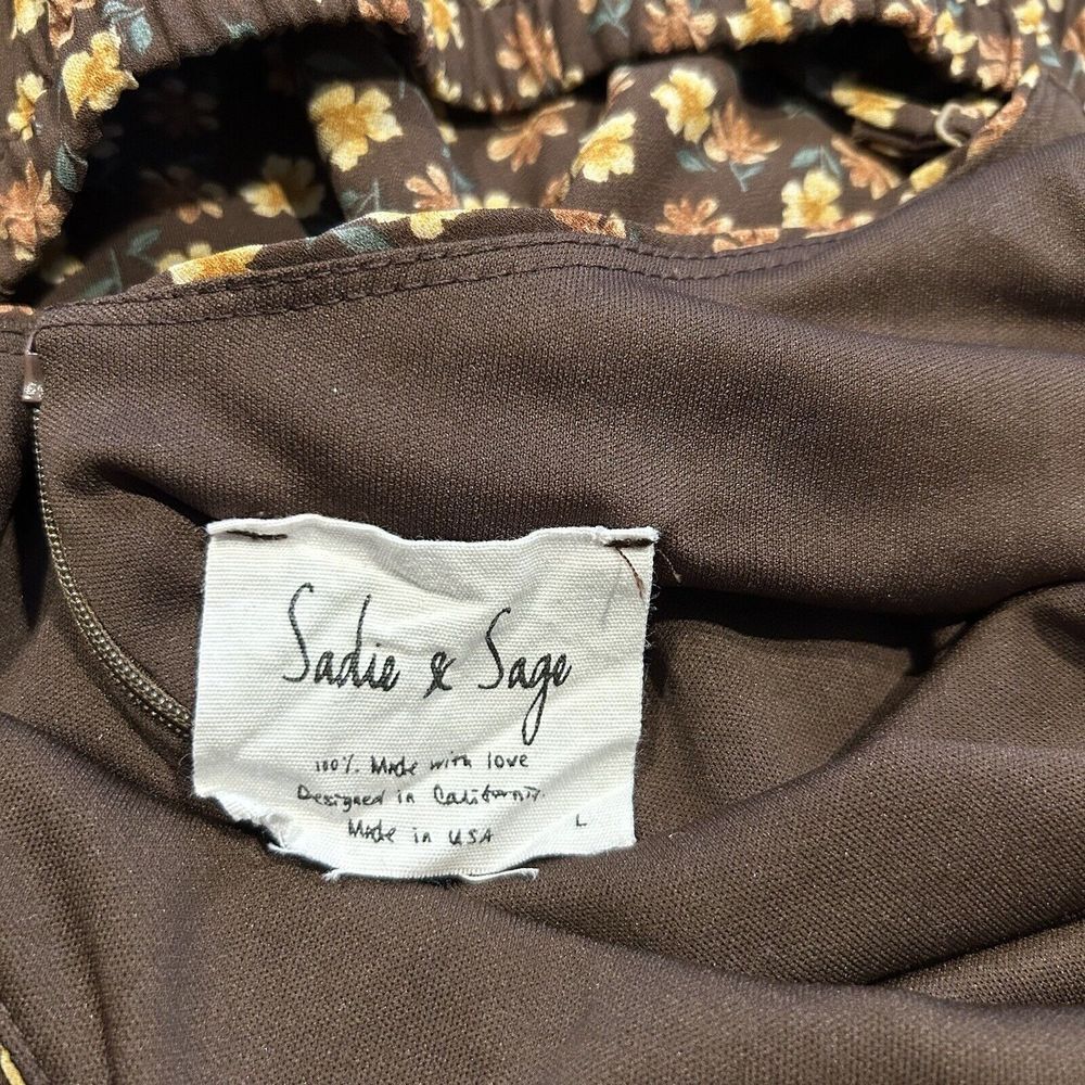 Sadie And Sage Brown Floral Patterned Dress Size Large - Picture 4 of 6